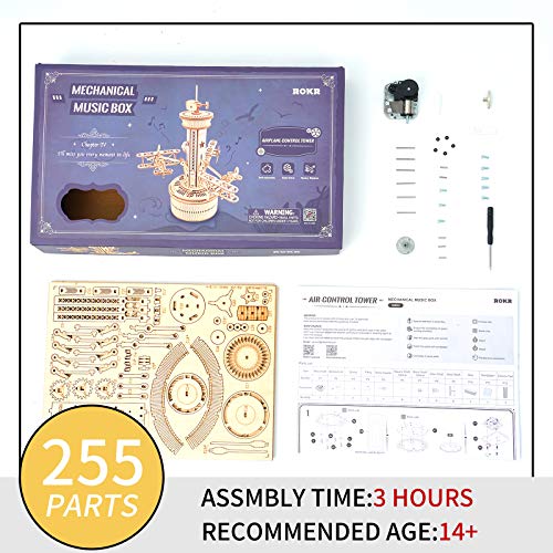 ROKR 3D Wooden Puzzle Mechanical Music Box,DIY Aircraft Model Kits to Build,Best Toy Gift for Kids/Teens/Adults on Birthday,Decoration for Room ROKR