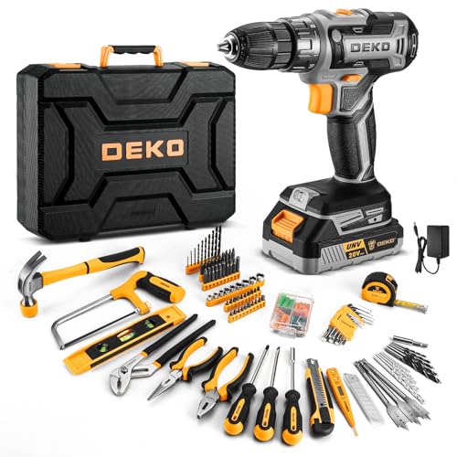 Cordless Drill Tool Kit Set: 20V Power Drill Tool Box with Battery Electric Drill Driver for Men Home Hand Repair Basic Toolbox Tools Sets Drills