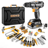 Cordless Drill Tool Kit Set: 20V Power Drill Tool Box with Battery Electric Drill Driver for Men Home Hand Repair Basic Toolbox Tools Sets Drills DEKOPRO