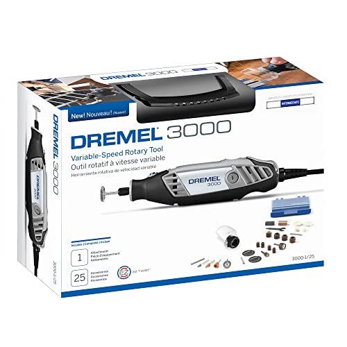 Dremel 3000-1/25 Variable Speed Rotary Tool Kit- 1 Attachment and 25 Accessories- Grinder, Mini Sander, Polisher, Router, Engraver- Perfect for - WoodArtSupply