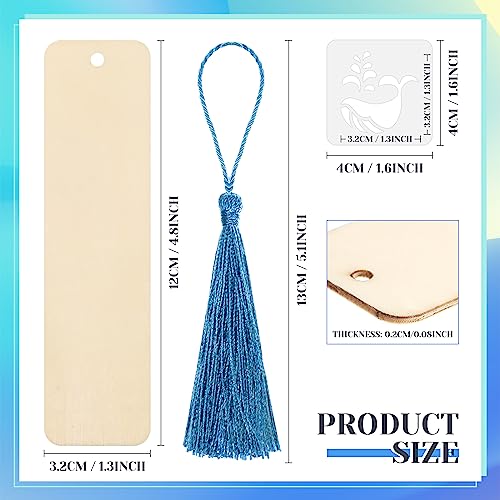 92 Pieces Unfinished Wood Bookmark with Colorful Tassels DIY Templates Blank Bookmarks Ornament Wooden Bookmarks DIY Bookmarks for Kids DIY Crafts TaoBary