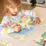 50 Piece Blank Wooden Puzzle Jumbo Size, Each Piece is 4x3.2 Inches to Draw on, Unfinished Freeform Large Jigsaw Puzzle Pieces for Arts & Crafts, MoinKidz