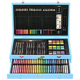 Sunnyglade 145 Piece Deluxe Art Set, Wooden Art Box & Drawing Kit with Crayons, Oil Pastels, Colored Pencils, Watercolor Cakes, Sketch Pencils, Paint Sunnyglade