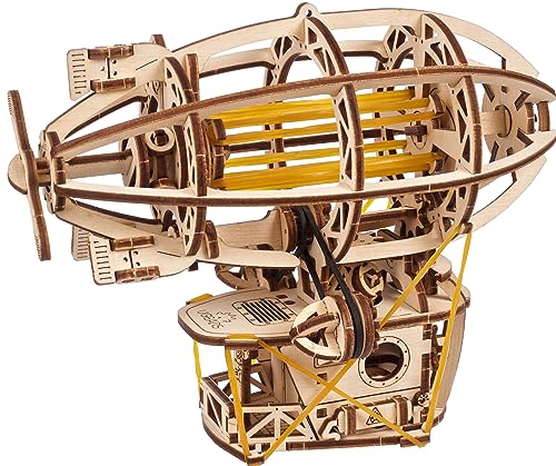 UGEARS Steampunk Airship - Ugears Wooden 3D Puzzles for Adults - Wood Mechanical Model with Moving Parts for Adults to Build - Building Kits Brain UGEARS