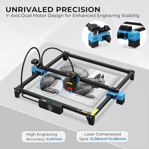 TTS-20 PRO Laser Engraver 20W Laser Power, Laser Cutter with Honeycomb Laser Bed and Air Assist Kit, 95% Pre-Assembled 130W Laser Engraving Machine Naccolly