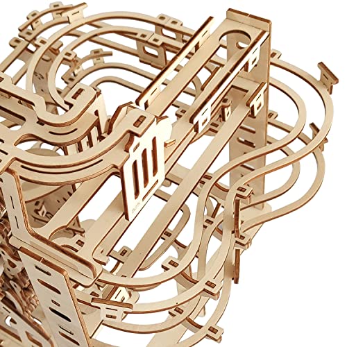 Wooden Marble Run 3D Puzzle - Wood Crafts Mechanical Marble Run Assembly Building Model Kits - Wooden Puzzle DIY Brain Teaser Puzzles - Christmas i-CHONY