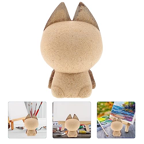 HEALLILY Unfinished Wood Cat Unfinished Wooden Cat Figurines Statues to Paint Wood Tabletop Decorations Ornaments 1 Unpainted Wood Toy - WoodArtSupply