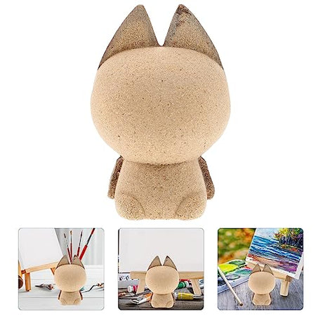 HEALLILY Unfinished Wood Cat Unfinished Wooden Cat Figurines Statues to Paint Wood Tabletop Decorations Ornaments 1 Unpainted Wood Toy HEALLILY