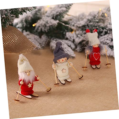 Yardenfun 4pcs Wooden Ski Doll Christmas Tree Decoration Wooden Farmhouse Hanging Crafts Ski Doll Ornament Christmas Tree Hanging Ornaments - WoodArtSupply