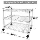 YSSOA 3-Tier Heavy Duty Storage Shelving Unit,Chrome,24.02" D x 13.78" W x 21.97" H inch, 1 Pack YSSOA
