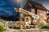 Ugears Wooden 3D Fire Truck Model Kit - Lever Operated Rotatable Retractable Ladder UGEARS