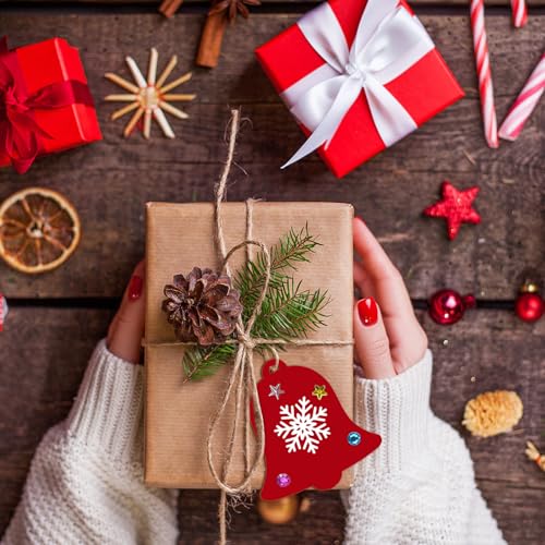 80 Pcs Wooden Christmas Ornaments for Crafts, 8 Styles Unfinished Wood Ornaments With Pens, Gem and Star Stickers, Blank Wood Christmas Tree Apragaz