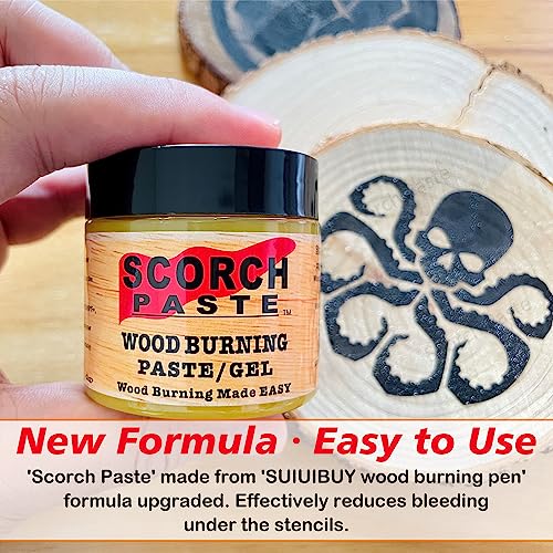 Scorch Paste - Wood Burning Paste, Wood Burning Gel for Crafting & Stencil, Stable Heat Activated Paste, Accurately & Easily Burn Designs on Wood,