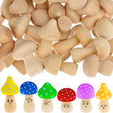 48-Piece Wooden Mushroom Set, 6 Different Sizes and Cute Shapes Unfinished Wooden Mushrooms Perfect for Art Project Crafting and Fairy Themed Spring Ioffersuper