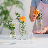Glass Bud Vases for Flowers - Hewory Blown Modern Small Glass Vases for Centerpieces Set of 6, Mini Clear Bulk Flower Vases for Wedding Party Events Hewory