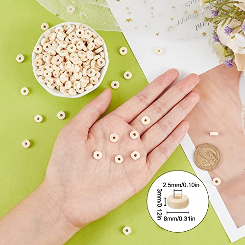 OLYCRAFT 1000PCS 8mm Wooden Flat Spacer Beads Unfinished Flat Wood Loose Beads Wooden Coin Spacer Beads for DIY Bracelet Necklace Earring Craft - WoodArtSupply