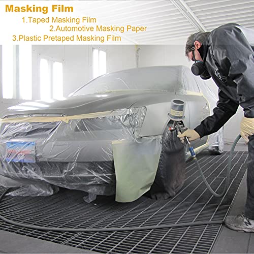 LISHINE 4 Pcs Tape and Drape 5 Ft x 65 Ft Pre-Taped Masking Film Plastic Painting Drop Film Painters Plastic Sheeting Roll Masking Paper with Tape - WoodArtSupply