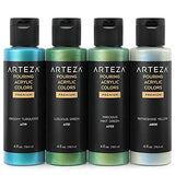 ARTEZA Iridescent Acrylic Paint, Set of 4, Gem Tones, 4 fl oz Bottles, High-Flow Pouring Paint, Art Supplies for Canvas, Glass, Wood, Ceramics, Tile, ARTEZA