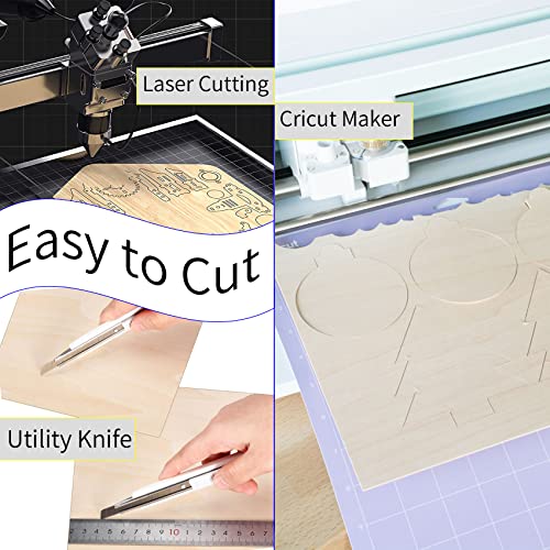 12Pack Basswood Sheets 1/8 Inch, 3mm Plywood Sheets 11.8 x 11.8 Inch Unfinished Squares Wood Boards for Laser Cutting Crafts DIY Architectural Models GRRONZEE