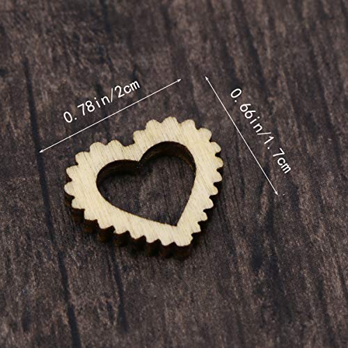 Amosfun 100pcs Hollow Out Lace Heart Wooden Pieces Cutouts Craft Embellishments Wood Ornament Manual Accessories for DIY Art (20mm) Amosfun
