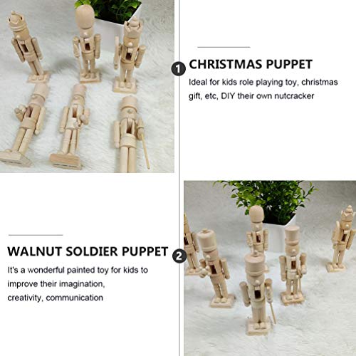 BESTOYARD 3pcs Unfinished Wood Nutcracker Ornaments Unpainted DIY Walnut Nutcracker Soldier Xmas Decoration Puppet Toys (Random Pattern) BESTOYARD