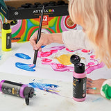 ARTEZA Tempera Washable Paint for Kids, Set of 32, 2.03oz/60ml Bottles, Poster Paint for Craft Projects, Sponge & Finger Painting, Includes Neon, ARTEZA