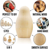 AEVVV Blank Russian Nesting Dolls Set 5 pcs - Unpainted Dolls - Unfinished Nesting Dolls - Russian Nesting Dolls to Paint - Blank Nesting Dolls - DIY AEVVV