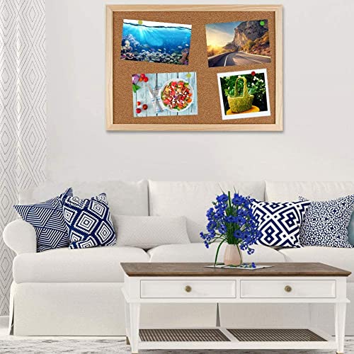 Cork Board Bulletin Board - 15.7 X 12 Inches Vision Board Wood Frame Corkboard Message Board Wall Mounted Pin Board for School, Home & Office (with FEBSNOW