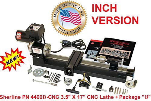 Sherline 8440B Windows 3.5″ x 17″ Inch Lathe. A Complete CNC System +USB Controller + Package"B" + Dell Latitude Laptop Computerized Sherline CNC control (Windows OS)