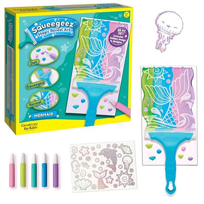 Creativity for Kids Squeegeez Magic Reveal Craft Kit: Mermaid - Dot Painting Art Kits for Kids, Cool Mermaid Gifts for Girls and Boys Ages 7-12+ - WoodArtSupply