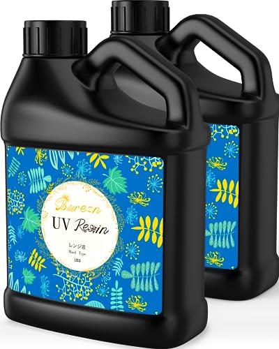 Bsrezn 2000g Bulk UV Resin Hard, Crystal Clear Large UV Cure Epoxy Resin Kit Premixed Resina UV Transparent Solar Activated Glue for Jewelry Making