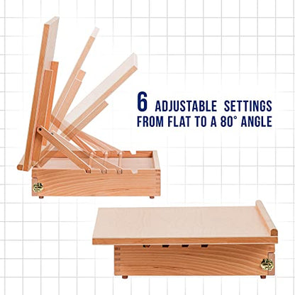 US Art Supply Adjustable Wood Artist Drawing & Sketching Board with Storage Drawer