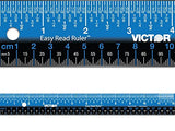 Victor Easy Read Stainless Steel Ruler, Standard/Metric, 12" Long, Blue Victor