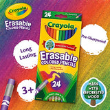 Crayola Erasable Colored Pencils, Kids At Home Activities, 24 Count, Assorted, Long Crayola