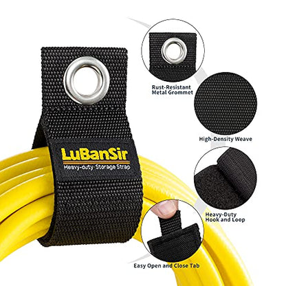 LuBanSir 9 Pack Extension Cord Holder Organizer, 13-inch Heavy Duty Storage Straps for Garden Hose Storage and Garage Wall Organization - WoodArtSupply