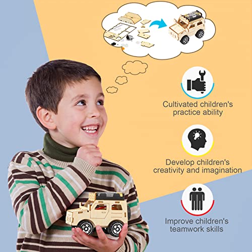 7 in 1 STEM Kit Wood Projects for Kids to Build 3D Wooden STEM Building Kit Puzzles Mechanical Car Educational Science Models Kits Building Toys for Chivao
