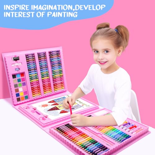 BestJay Unicorn Art Supplies - Arts and Crafts for Girls - 500 Pieces Painting, Drawing Coloring Art Kit Art Set - Beginners Art Case Toys Christmas