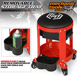 M-AUTO Rolling Workshop Mechanic Stool Creeper Seats with Tool Storage Drawers and Can Holders, 300LbS Garage Rolling Toolbox Stool with Wheels, Work M-AUTO