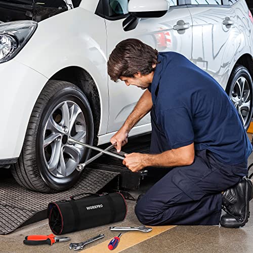 WORKPRO Roll Up Tool Bag, Tool Roll Up Bag with Detachable Tool Pouches, Heavy Duty Tool Bag Organizer with 6 Pockets, Tool Roll Organizer for WORKPRO