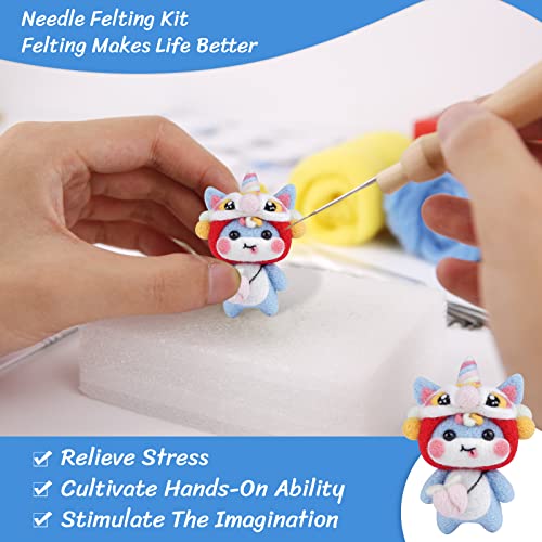 BXDOW Needle Felting Kits, Needle Felting Beginner Kit, Needle Felting Kit for Kids, Felt Kit with Needle Felting Pad, Felting Needles, Felting Wool,