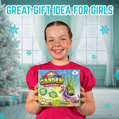 GirlZone Paint, Plant and Nurture My Unicorn Garden, All Inclusive Garden Art Painting Kit and Kids Plant Growing Kit, Christmas Gifts for Girls 8-12 GirlZone
