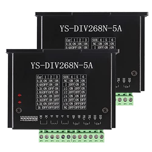 2Pcs TB6600 5A Stepper Motor Driver DC12-48V CNC Controller Nema 23 Nema17 Series Stepper Motor Single Axes 1 Phase Hybrid Metal Case CNC Engraving Shutao