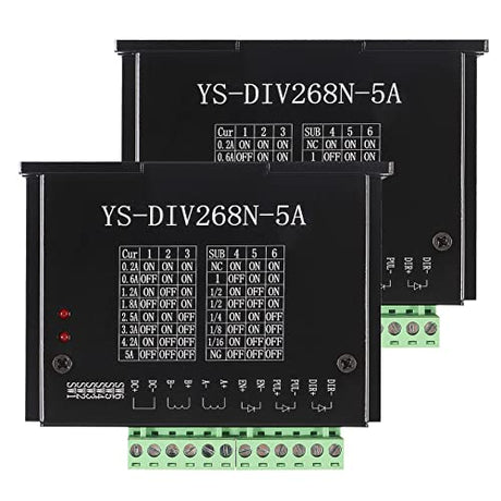 2Pcs TB6600 5A Stepper Motor Driver DC12-48V CNC Controller Nema 23 Nema17 Series Stepper Motor Single Axes 1 Phase Hybrid Metal Case CNC Engraving Shutao