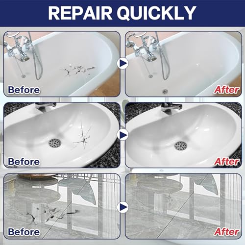 Porcelain Repair Kit, Tub and Tile Repair Kit, Super Strong and Durable Bathtub Repair Kit, Quartz Countertop Repair Kits for Ceramic, Porcelain, Yeardera