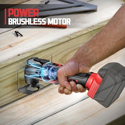 Cordless Oscillating Tool Compatible with Milwaukee 18V Battery, Brushless-Motor Tool with Auxiliary Handle, Oscillating Multi-Tool for Scraping, - WoodArtSupply