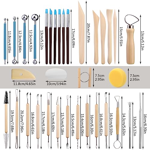 Clay Tools Kit, Pottery Tools, Polymer Clay Tools, Clay Sculpting Tools with Dotting Tools, Modeling Clay for Modeling, Smoothing, Cleaning, Carving,
