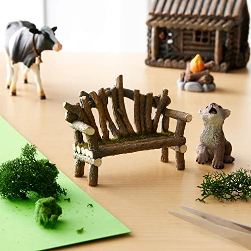 Mini Wooden Bench with Moss by ArtMinds - Bohemian Fairy Garden Decor ArtMinds