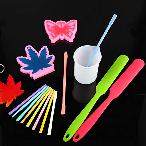 12 Pieces Silicone Stir Sticks Kit, Epoxy Resin Stirring Rod for Mixing Resin, Paint, Liquid, DIY Craft Tools for Making Flash Cups (Mix Color) - WoodArtSupply