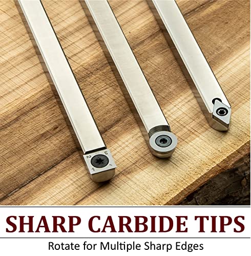 Simple Woodturning Tools Carbide Lathe Turning Tool Set of 3 Full Size with 17" Foam Grip Handles, USA Made Simple Woodturning Tools