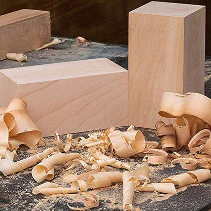 4 Inch Wood for Carving, 4 PCS Unfinished Wood Craft Cubes, Rectangular Wooden Blocks for DIY Carving, Large Unfinished Whittling Wood Blank Blocks